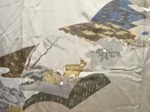 アンティーク　地紙に鹿模様男物長襦袢